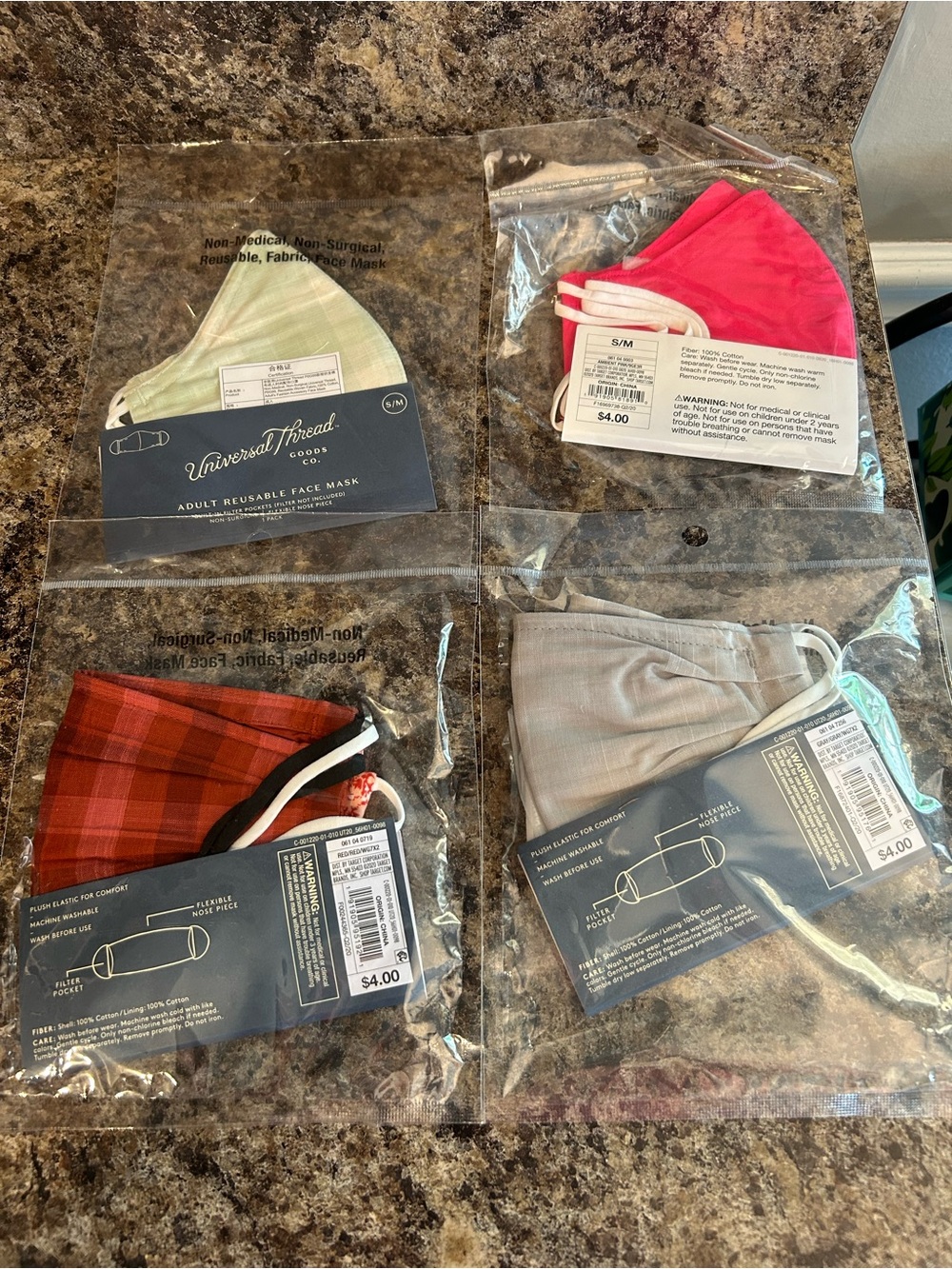 Universal Thread Reusable Face Mask - 7 pairs - new never used